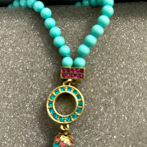 HEIDI DAUS "Perfect" Beaded Crystal Toggle Necklace - Fuchsia - NWT - Picture 3 of 7